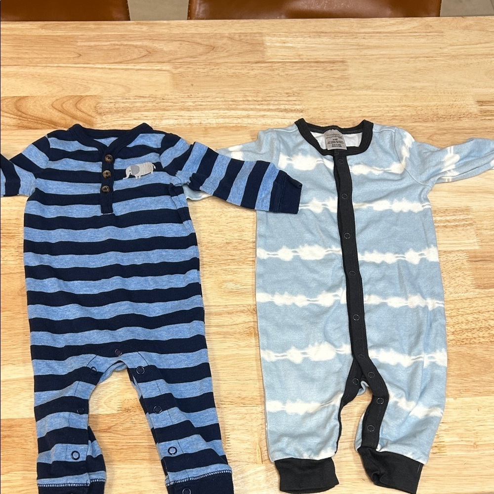 Striped Navy & Light Blue Baby Footies - 2-Pack